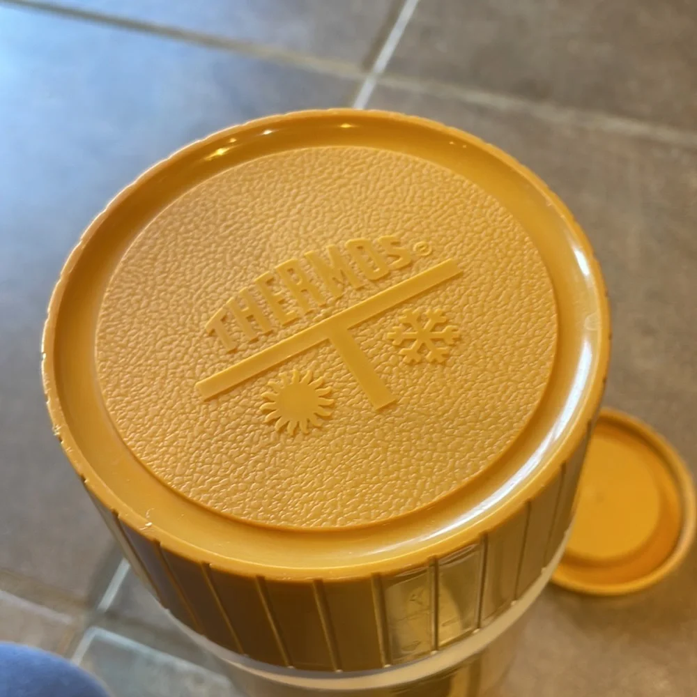 Vintage 90s butter yellow Thermos Set